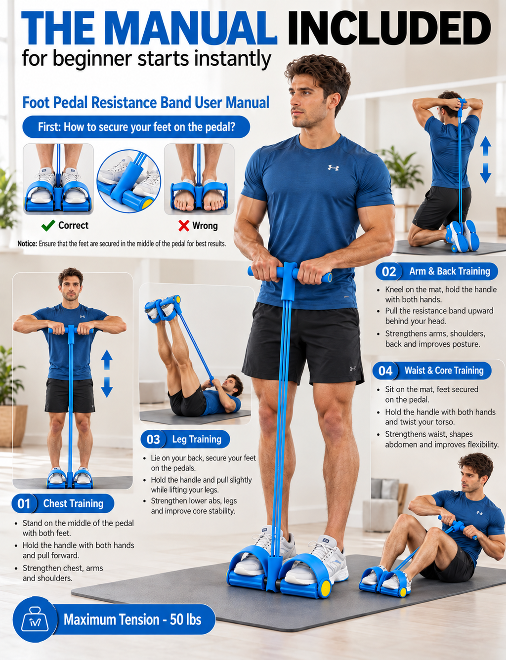 Bandas Elásticas – Gimnasio Portátil para Entrenamiento de Cuerpo Completo
